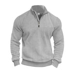 Herren Strickpullover mit halbem Reißverschluss und strukturierter Oberfläche R&B