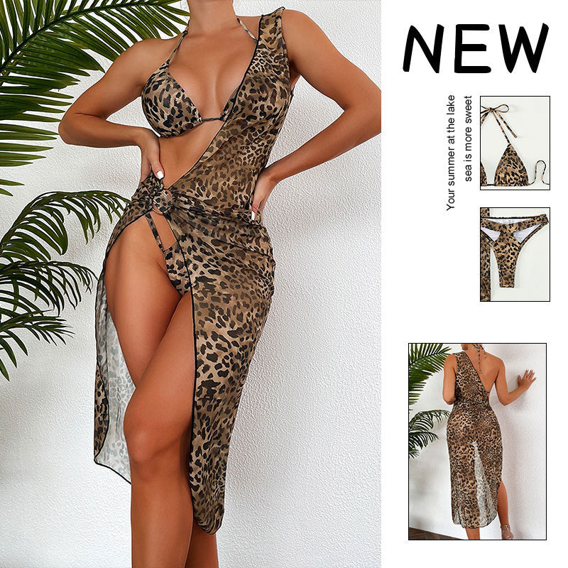 Damen Triangel-Bikini mit transparenter Strandrobe R&B