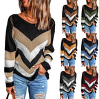 Damen Lässiger Strickpullover mit Chevron-Muster und luftigem Schnitt R&B