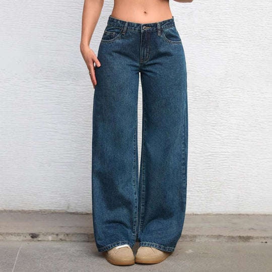 Damen Weite High-Waist Jeans mit trendigem Flared-Schnitt R&B