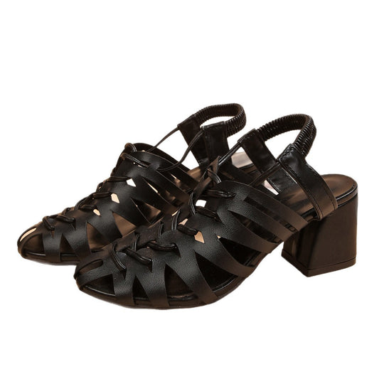 Damen Sandaletten mit geflochtenem Riemendesign und bequemem Blockabsatz R&B
