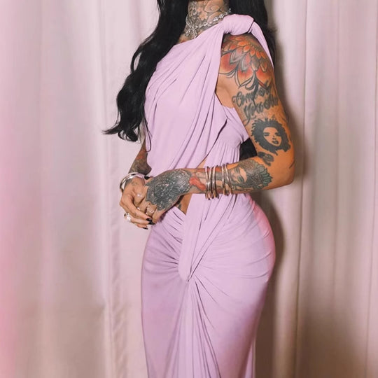 Damen Elegantes Wickeldress mit asymmetrischem Schnitt und Rüschendetails R&B