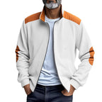 Herren Sportliche Zip-Jacke mit Rippenstruktur und Kontrastärmel R&B