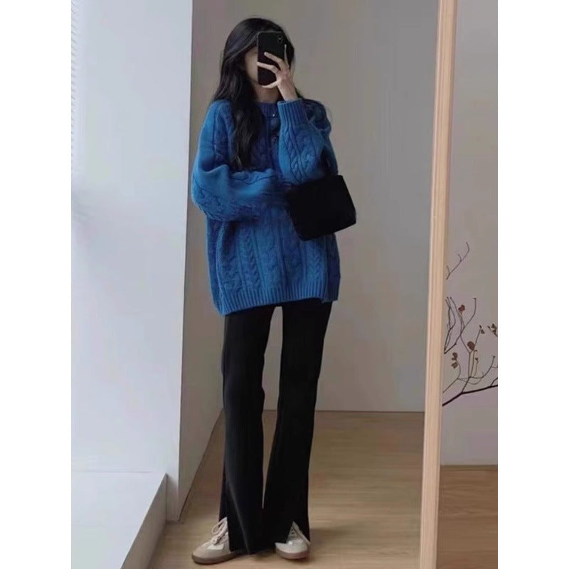 Damen Grobstrickpullover im lässigen Oversized-Stil mit Zopfmuster R&B