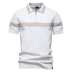 Herren Polo-Shirt mit elegantem Reißverschluss und sportlichem Streifenmuster