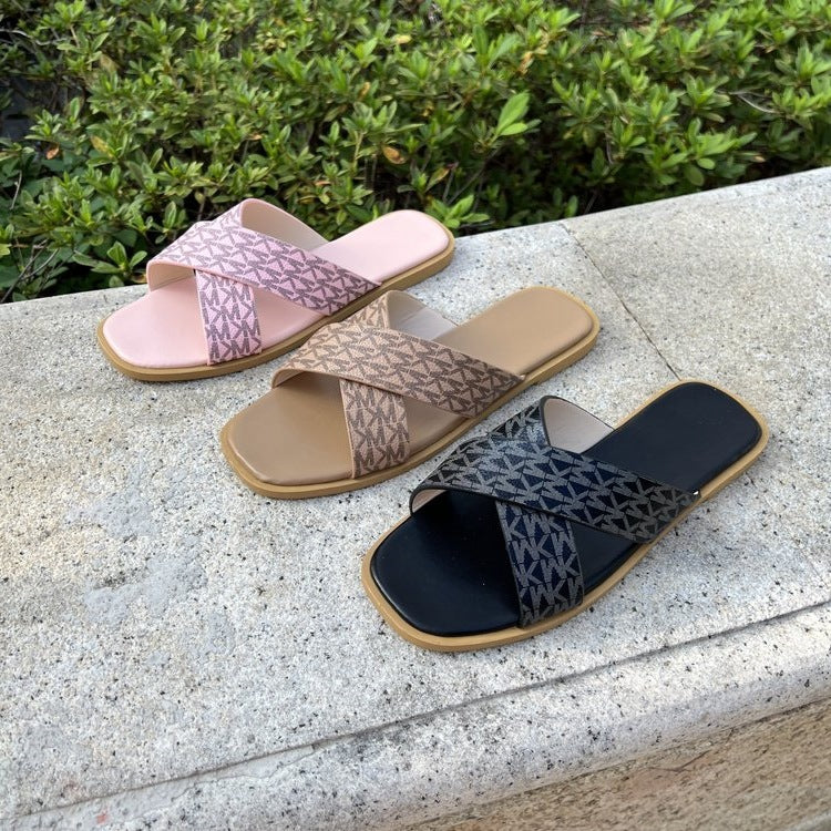 Damen lässige Riemchen-Sandalen mit modischem Dekor R&B
