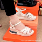 Damen Komfortable Wedge-Sandalen mit verstellbarem Riemen und stoßdämpfender Sohle R&B