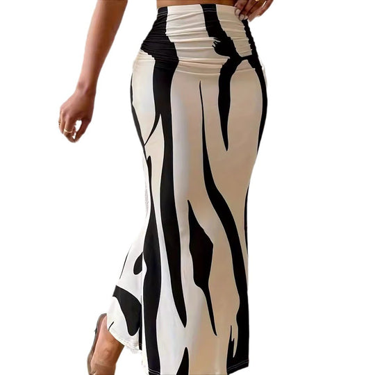 Damen Eleganter Maxirock mit modernem Muster und elastischem Bund R&B