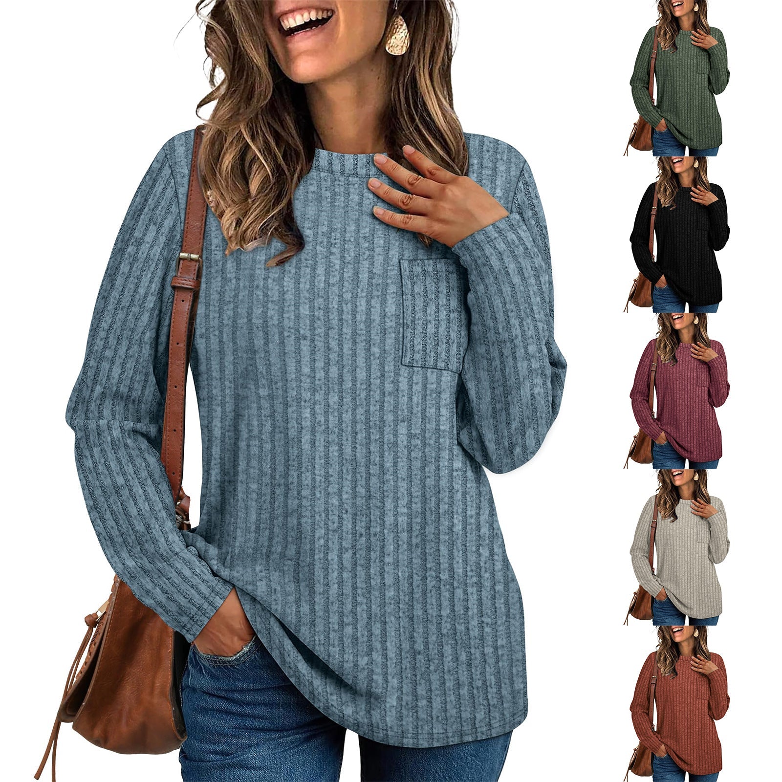 Damen lässiges Langarmshirt mit Streifen R&B