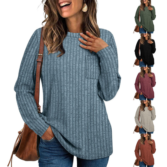 Damen lässiges Langarmshirt mit Streifen R&B