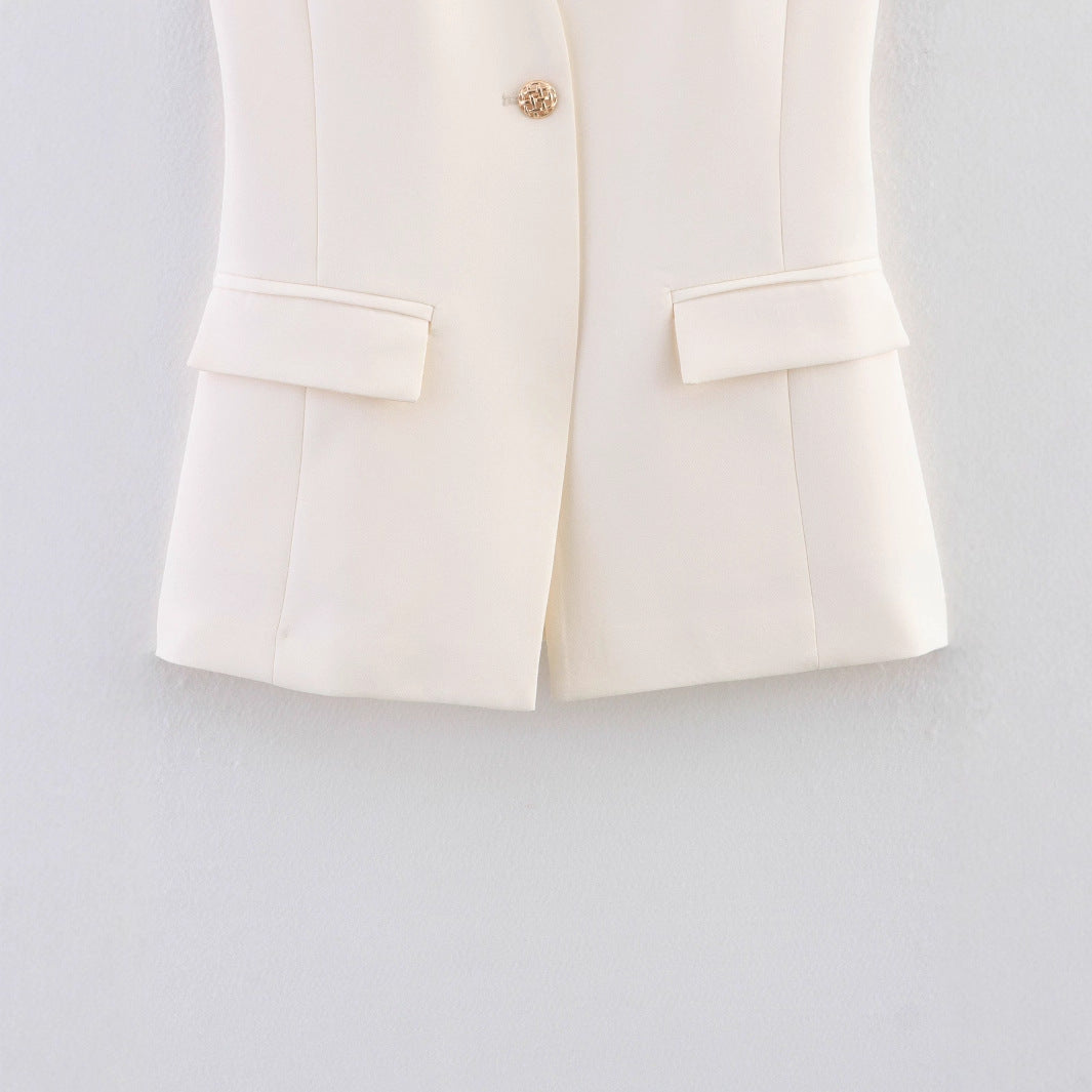 Damen elegante Blazer-Weste ohne Ärmel R&B