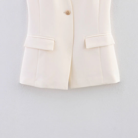Damen elegante Blazer-Weste ohne Ärmel R&B