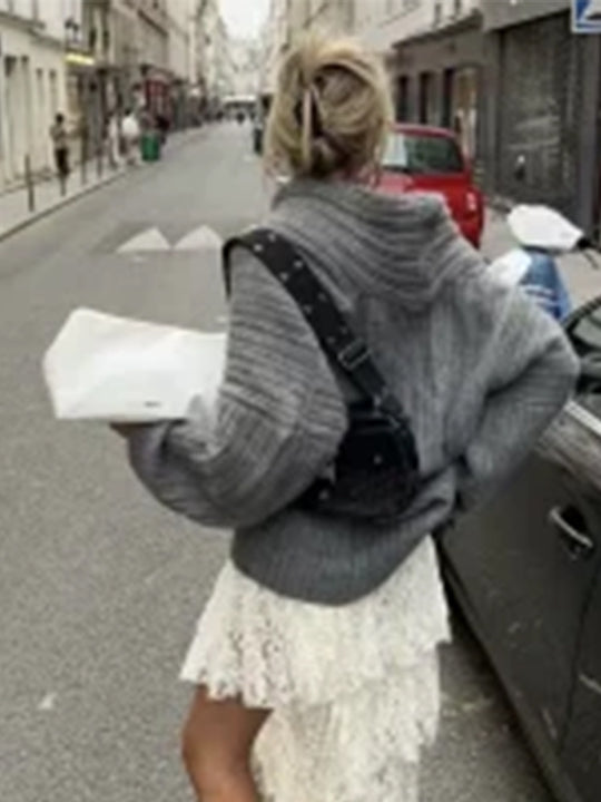 Damen Oversized Strickpullover mit lässigem Schnitt und voluminösen Ärmeln R&B