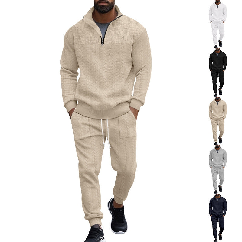Herren Sportlicher Strickanzug mit Stehkragen und Reißverschluss R&B