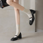 Damen elegante Mary Janes mit Blockabsatz und modischer Schnalle R&B