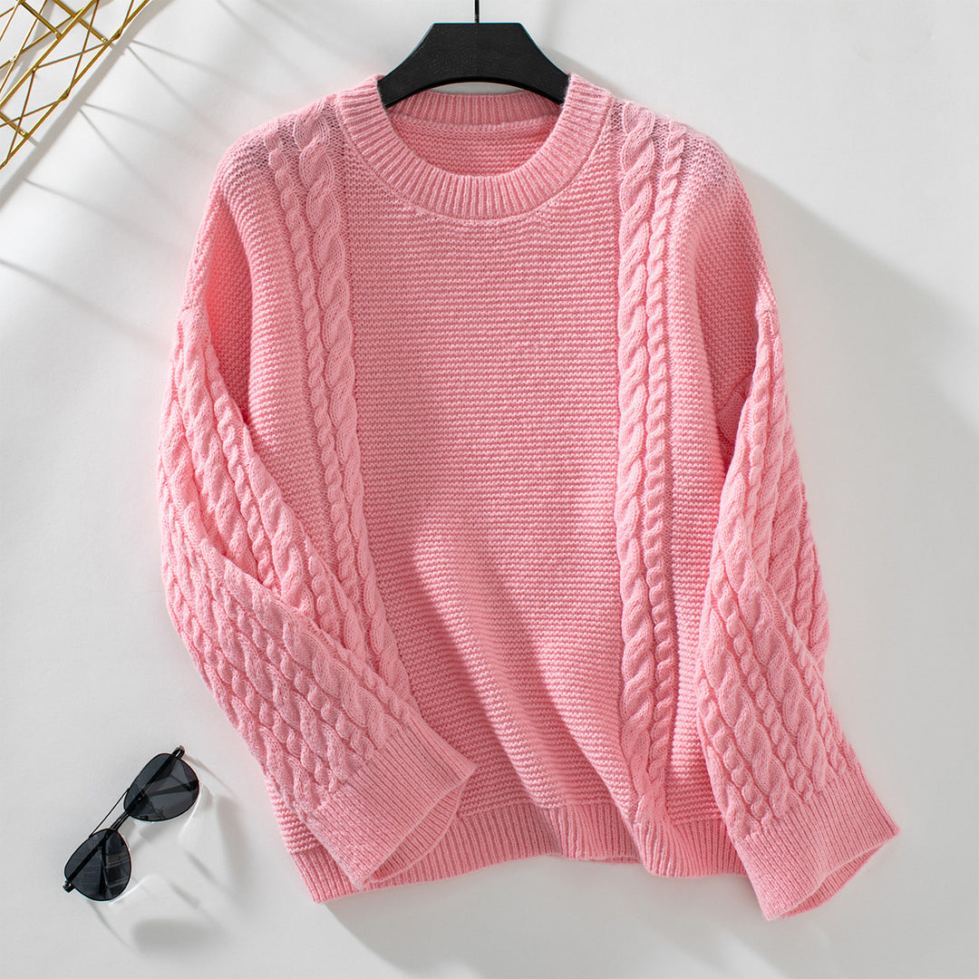 Damen Strickpullover mit strukturiertem Zopfmuster R&B