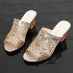 Damen Glamouröse Mules mit funkelndem Glitzer und elegantem Design R&B