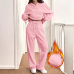 Damen Sweat-Set mit lässigem Schnitt und hohem Kragen R&B