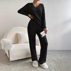 Damen Strickanzug mit lässigem V-Ausschnitt R&B
