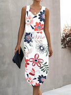 Damen Sommerliches Maxikleid mit floralem Muster und praktischen Taillenschnürung R&B