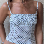 Damen Polka Dot Crop Top mit verstellbaren Trägern R&B