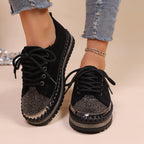 Damen komfortable Sneakers mit Glitzerdetails und kuscheligem Innenfutter R&B