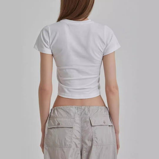Damen cropped T-Shirt mit einzigartigem 3D-Design einer Schleife R&B