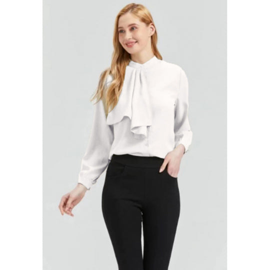 Damen Bluse mit eleganter Rüschendetails und Kragen R&B