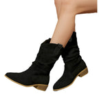 Damen Stiefel im lässigen Wildleder-Look mit elastischem Schaft und bequemem Blockabsatz R&B