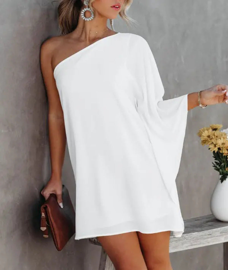Damen asymmetrisches Mini-Kleid mit grafischem Aufdruck R&B