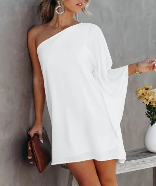 Damen asymmetrisches Mini-Kleid mit grafischem Aufdruck R&B