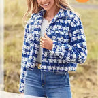 Damen Karierte Cropped Jacke R&B