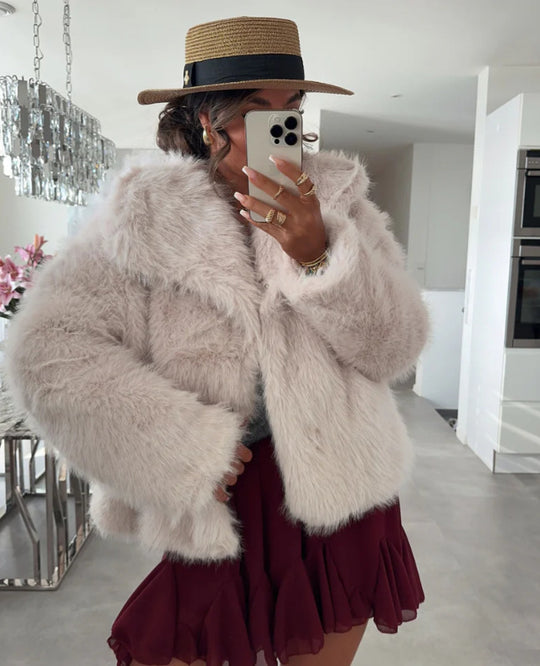 Damen Kuschelige Felljacke R&B