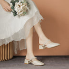 Damen Perlenapplikationen Slingback Schuhe EB