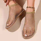 Damen Netz-Sandalen mit funkelnden Akzenten R&B