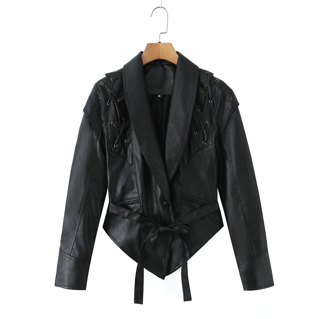 Damen Bikerblazer mit Schnürdetails