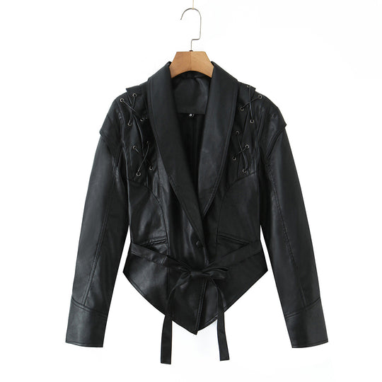 Damen Bikerblazer mit Schnürdetails