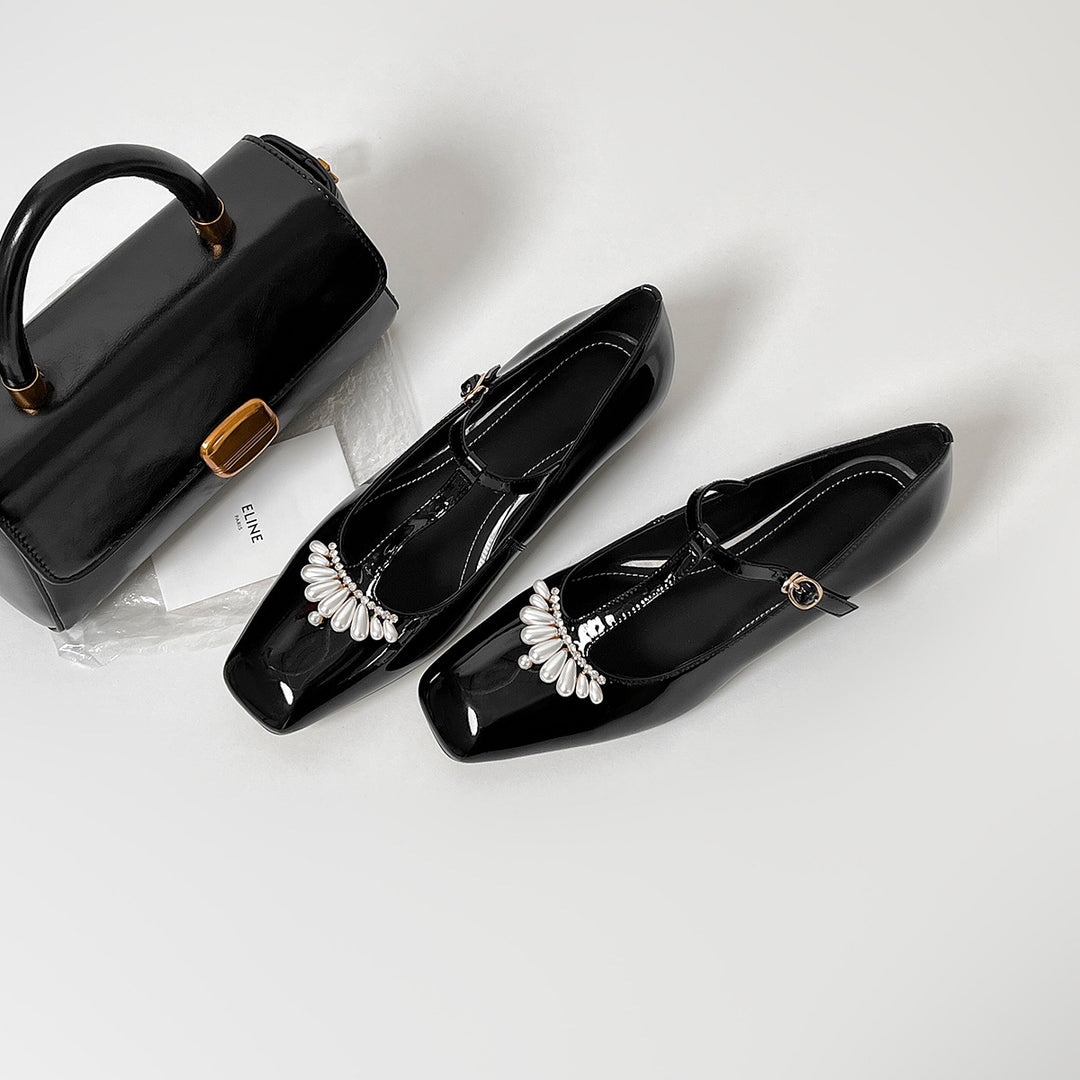 Damen Slingback-Ballerinas mit dekorativen Perlenapplikationen und elegantem Riemen R&B