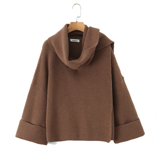 Damen Grobstrickpullover mit schickem Cowl-Neck R&B