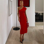 Damen Elegantes ärmelloses Wickelkleid mit asymmetrischem Schnitt R&B