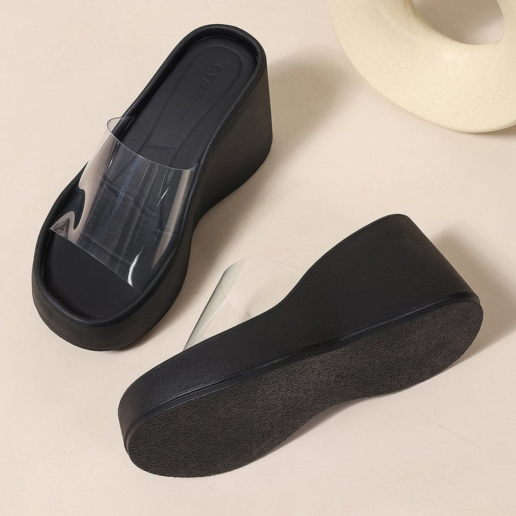 Damen Plateausandalen mit transparentem Riemendesign R&B