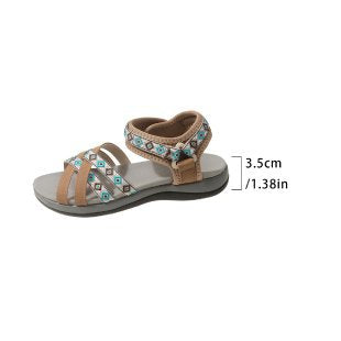 Damen Komfortable Riemensandalen mit modischem Ethno-Muster R&B