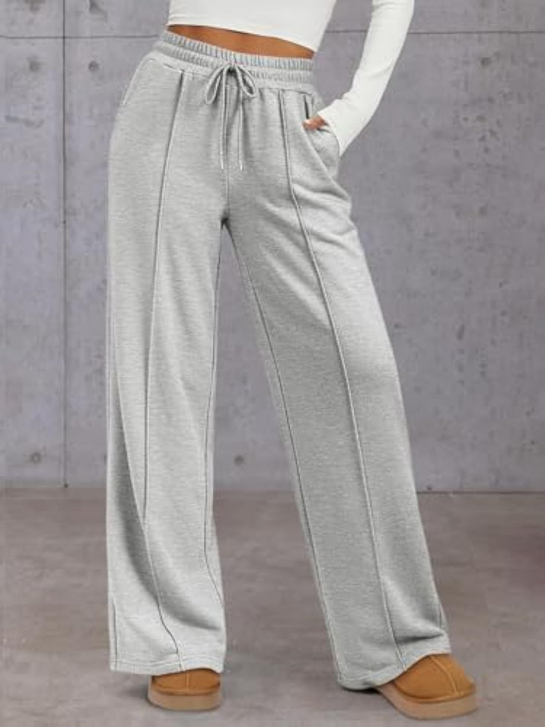 Damen Komfortable Weite Sweatpants mit elastischem Bund und praktischen Taschen R&B