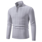 Herren Strickpullover mit Reißverschluss und grafischem Zopfmuster R&B
