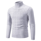 Herren Strickpullover mit hochgeschlossenem Kragen und Zopfmuster R&B