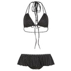 Damen Bikini Set mit rüschenartigem Höschen und verspieltem Punkte-Muster R&B