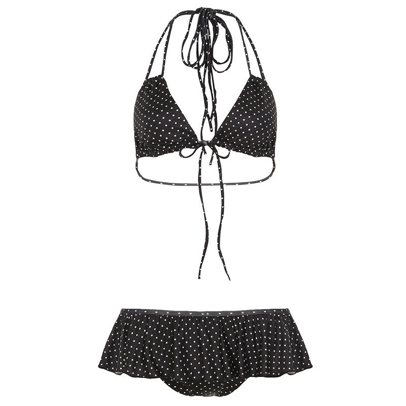 Damen Bikini Set mit rüschenartigem Höschen und verspieltem Punkte-Muster R&B
