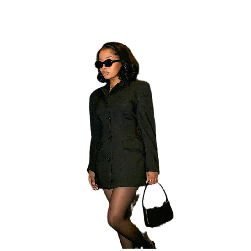 Damen Elegantes Kurzkleid mit Knopfdetails und tiefem V-Ausschnitt R&B