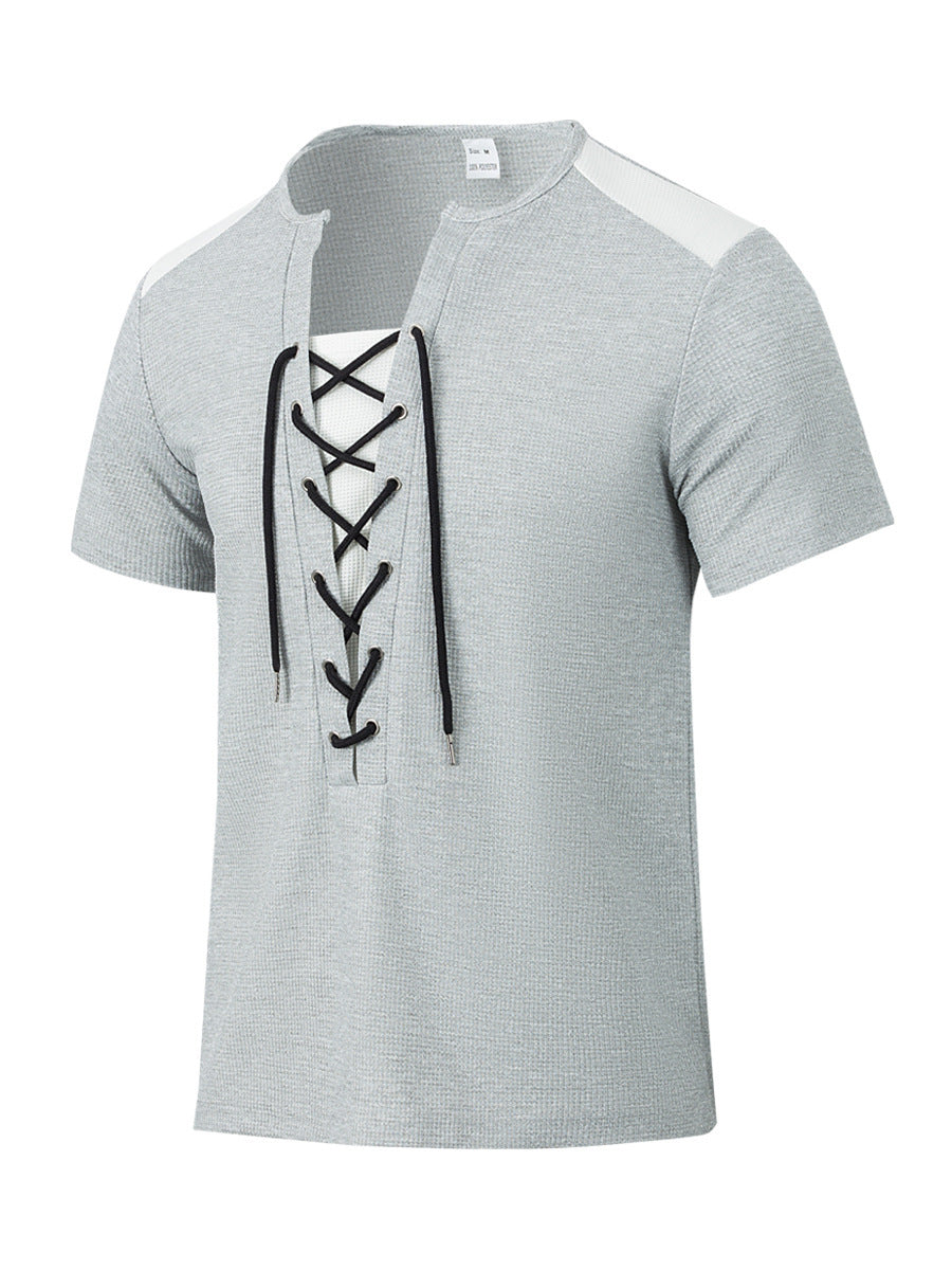 Herren Kurzarm Shirt mit sportlichem Schnürdesign R&B