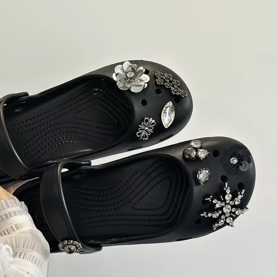 Damen modische Clogs mit funkelnden Dekorelementen R&B
